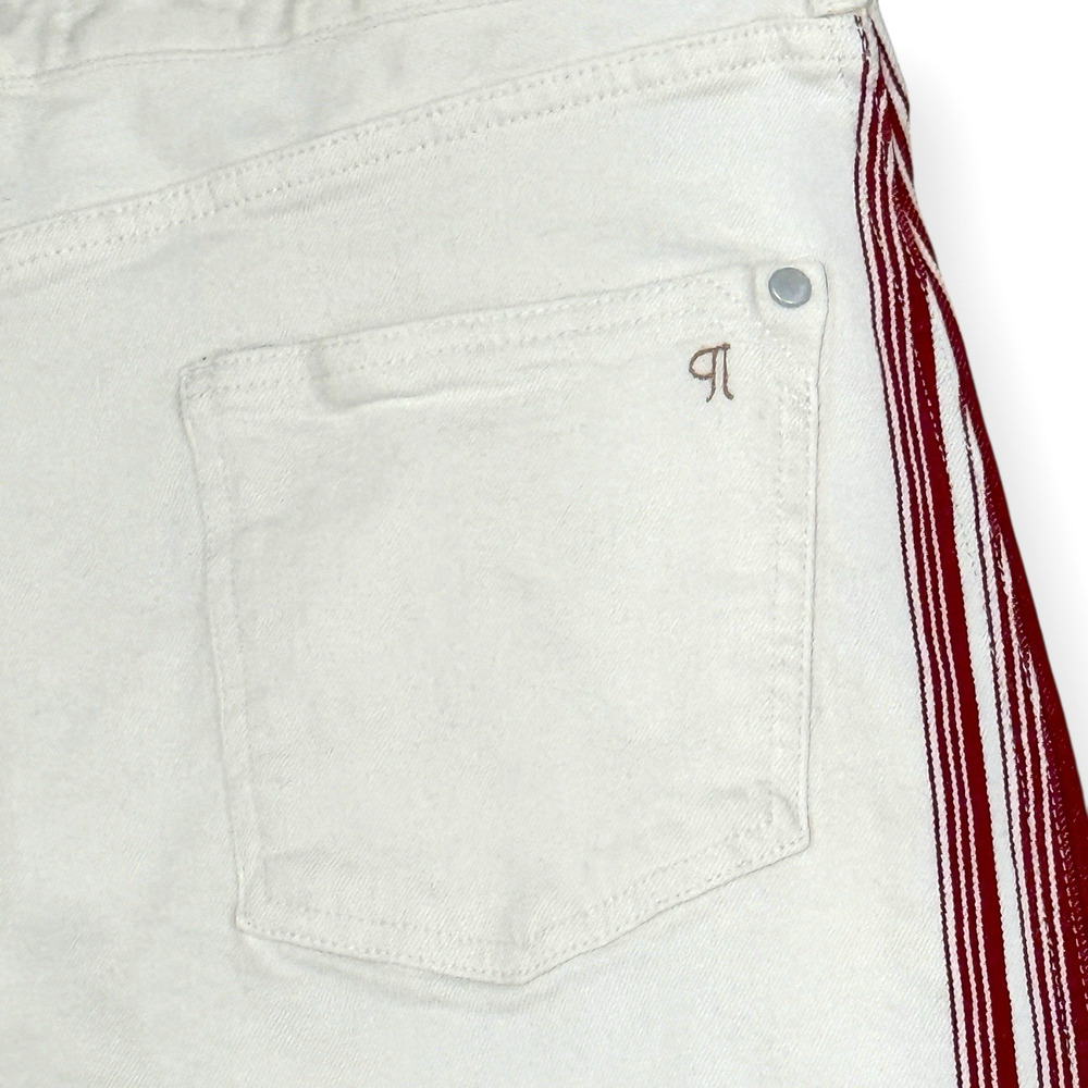 Anthropologie Pilcro Dishtowel Stripe Mid-Rise Wide-Leg Jeans Womens 32 Ivory - Picture 9 of 13